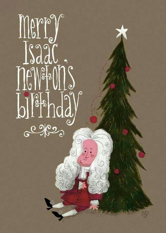 Ilustración de Isaac Newton sentado al pie de un árbol de Navidad, de cuya copa cae una bola roja hacia la cabeza de Newton en evocación al episodio con una manzana. El texto que acompaña la imagen lee "Merry Isaac Newton's Birthday".
Relacionada con que las emociones ayudan a almacenar recuerdos.