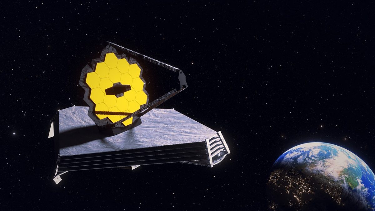 Composición del James Webb Telescope (JWST) y la Tierra